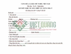 Mẫu đơn xin phép sửa chữa, cải tạo nhà ở 