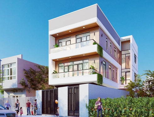 Thiết kế nhà phố 3 tầng diện tích 120m2 tại Hóc Môn 